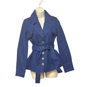 Trade Mark Tulle Women’s  Belted Textured Jacket  Blue, XS